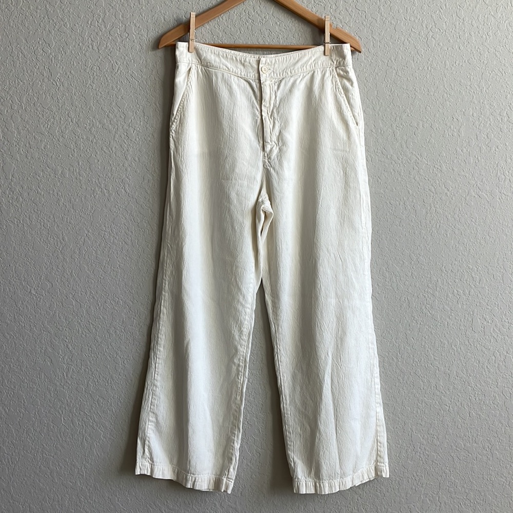 Current LACAUSA ARLO Cream Wide Trouser Pants size 10